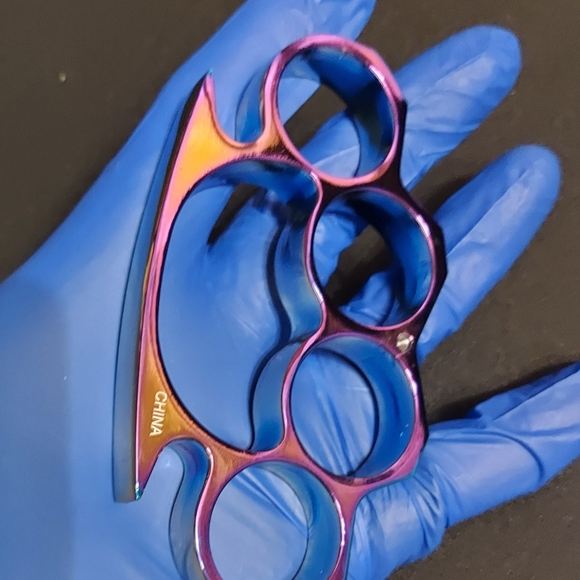 Belt Buckle Knuckles Solid Steel, Rainbow Titanium Polished Finish - Picture 4 of 5